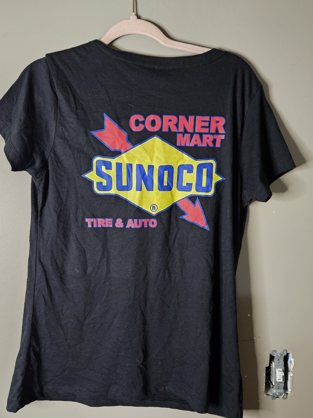 Next Level Apparel Black V-Neck Tee with Colorful Sunoco Chest Logo - Picture 4 of 4